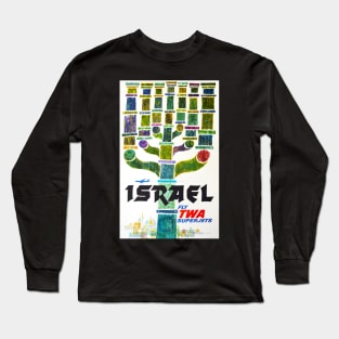 To ISRAEL Fly TWA Superjets Vintage Airline Poster Long Sleeve T-Shirt